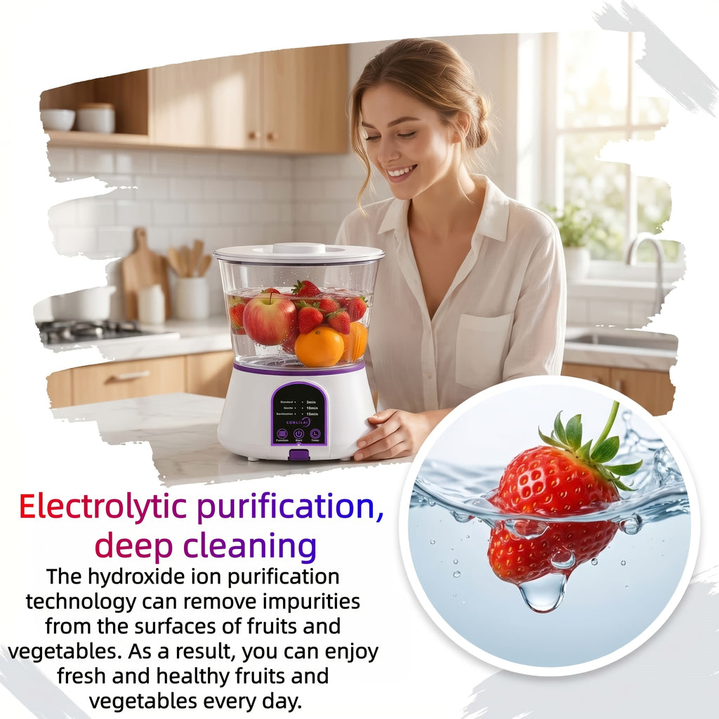 Fruit and Vegetable Cleaning Machine with Three Listed Function Modes, Single or Dual Battery Options for Household Produce Preparation Routines