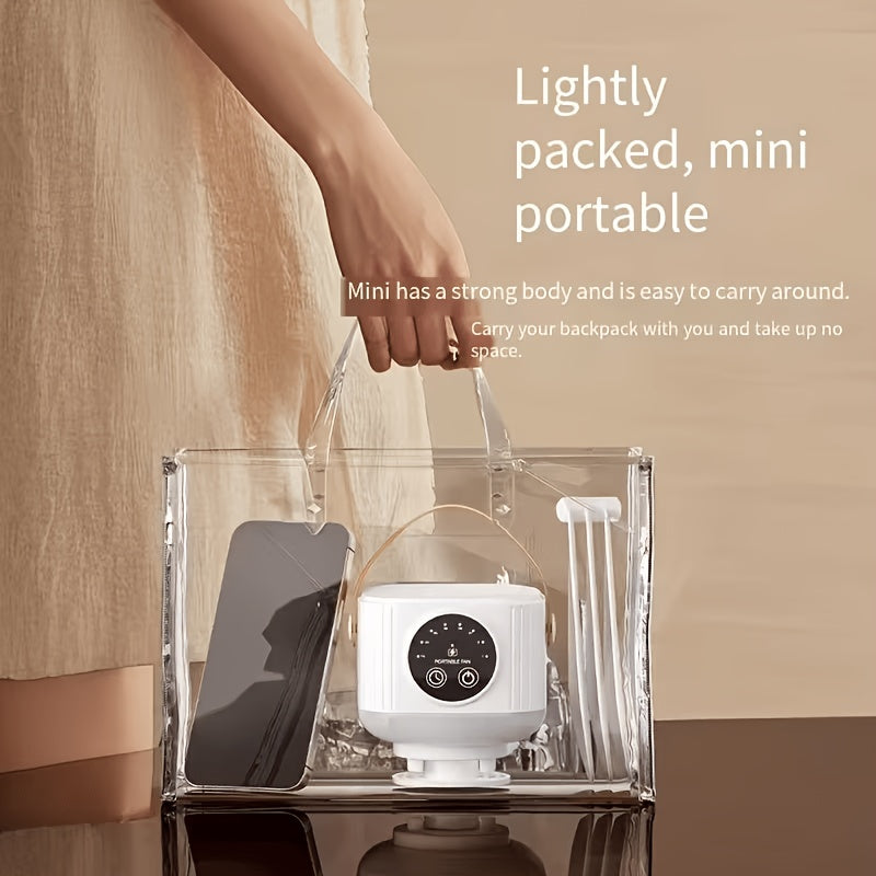Tripod Camping Fan in White with USB Power, Adjustable Airflow and Light Brightness, Removable Blades and Portable Design for Tents, Bedrooms and Dorms
