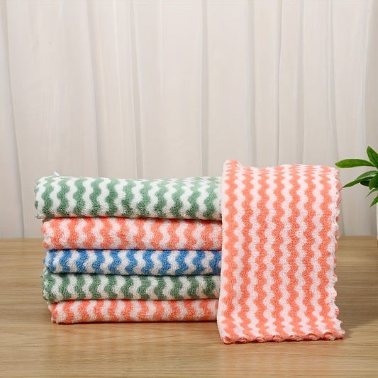 Coral Fleece Microfiber Dish Cloths 10-Pack, Soft Absorbent Reusable Machine Washable Cleaning Towels for Kitchen, Bathroom and Car Care