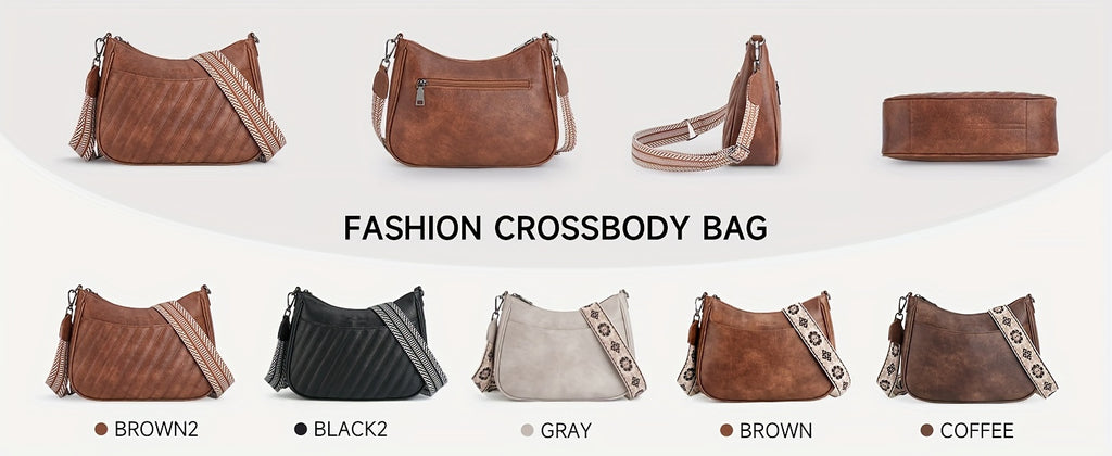PU Crossbody Purse for Women, Adjustable Strap Shoulder Bag in Seven Colors for Everyday Outfits, Casual Errands and Personal Style