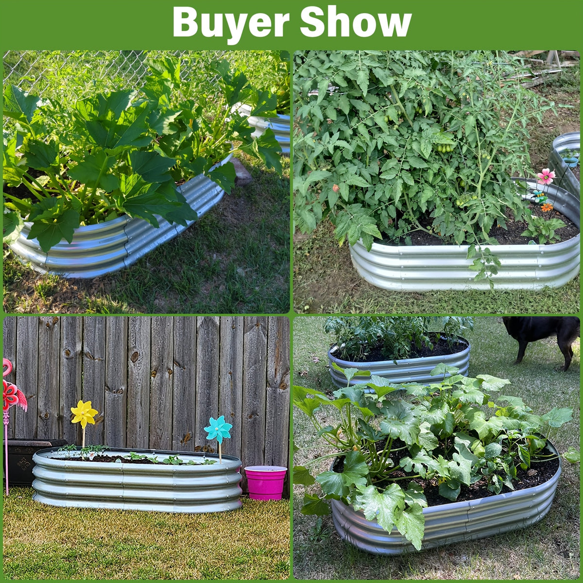 Galvanized Vegetable Garden Bed Set with Oval Metal Planter Design, Outdoor Raised Planting Boxes in Single and Multipack Options for Backyard Gardening