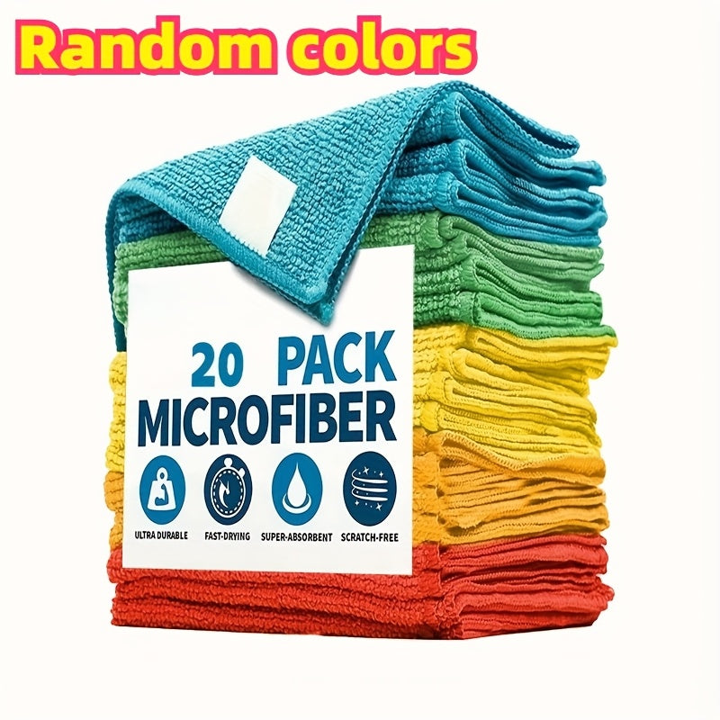 Ultra-Fine Fiber Cleaning Cloths in Random Colors, 10, 20 or 40-Piece Packs for Household Dusting and Compatible Kitchen, Window, Car and RV Wiping Tasks