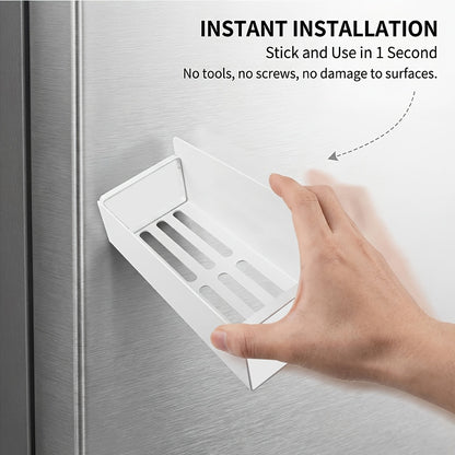 Movable Refrigerator Magnetic Spice Rack with Listed Polished Aluminum Alloy Construction, White and Black Selections for Kitchen and Small Household Storage