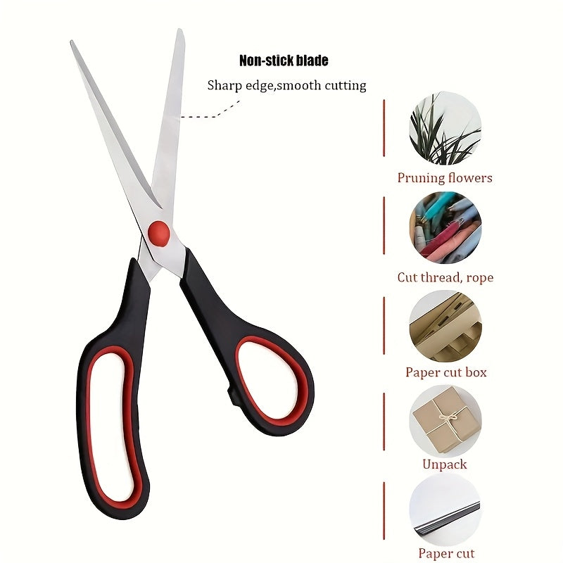 Office and Craft Scissors 3-Pack with Stainless Steel Blades and Comfortable Grips, Multipurpose Cutting Tools for Home Desks, Everyday Tasks and DIY Projects