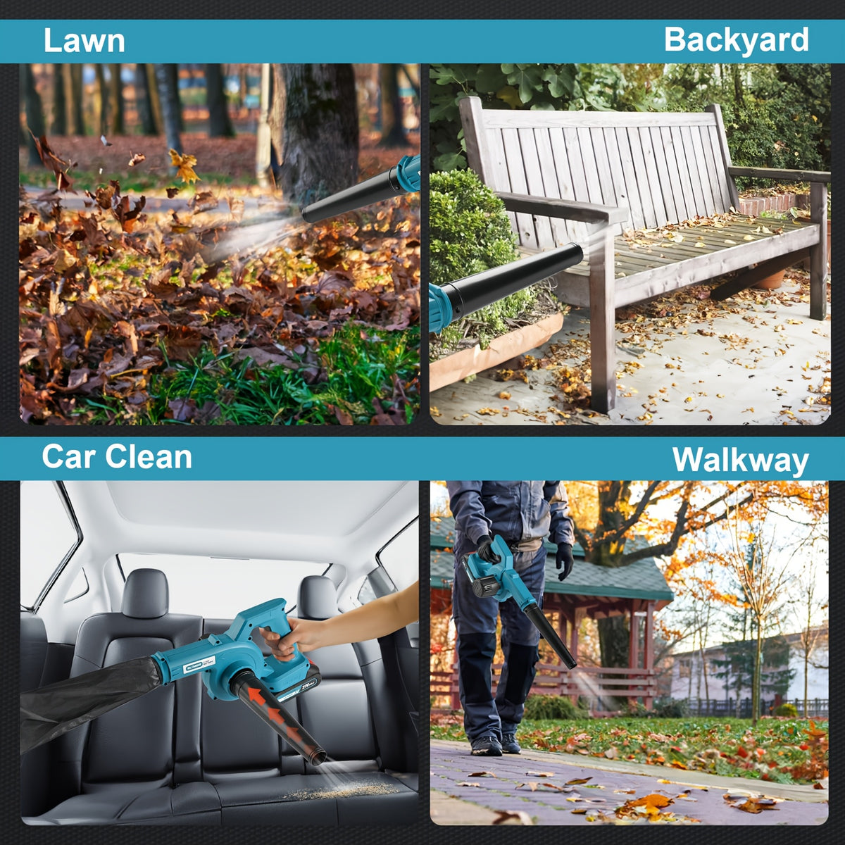 Handheld Leaf Blower and Vacuum 2-in-1 Cordless Cleanup Tool, Listed 21V Blue Model with One- or Two-Battery Kit Options for Yard Leaves and Surface Dust
