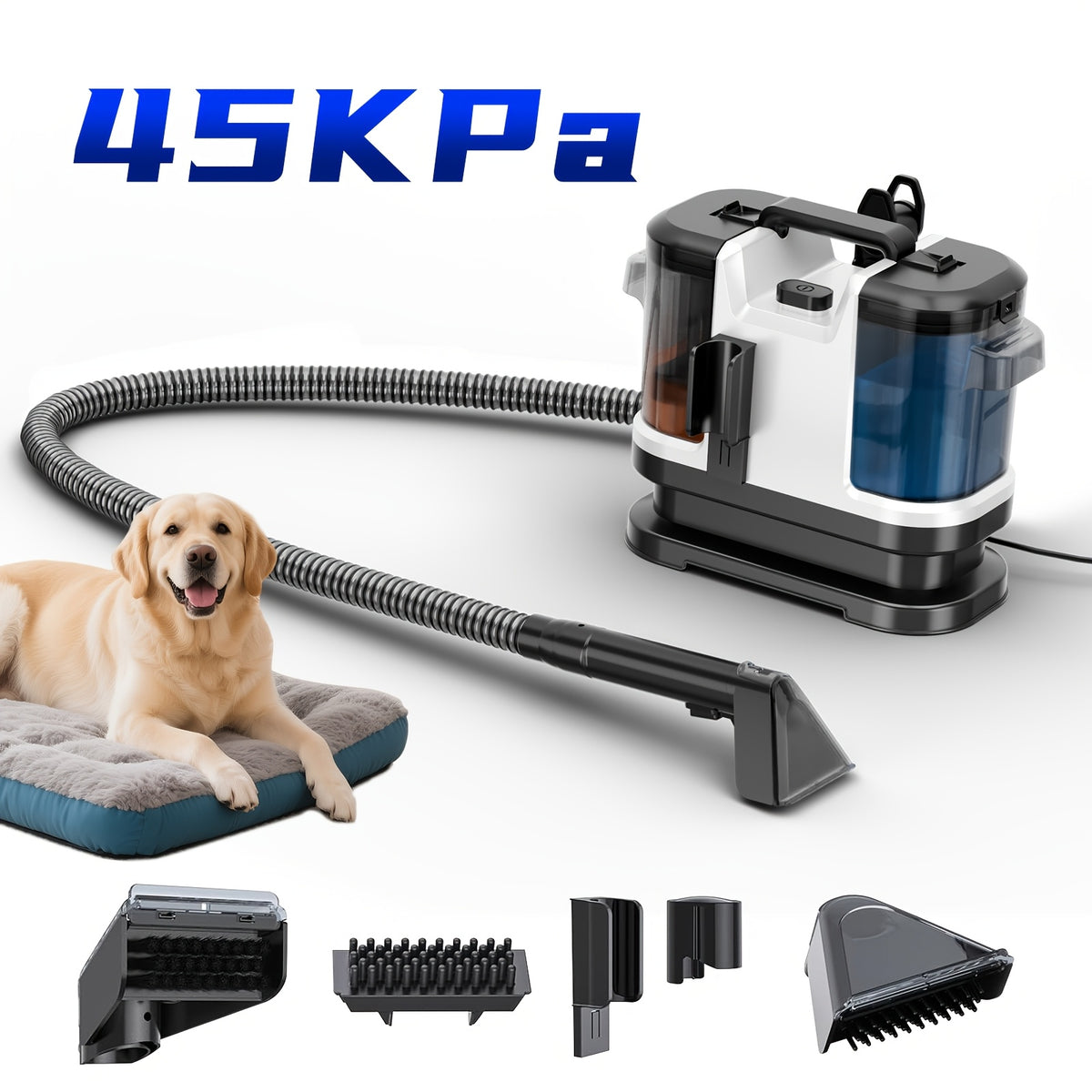 Self-Cleaning Carpet Cleaner Machine with Listed 45kPa Suction, Dual Brush and Large Tank, Portable Upholstery Cleaner for Pet Stains, Couches, Rugs and Car Interiors