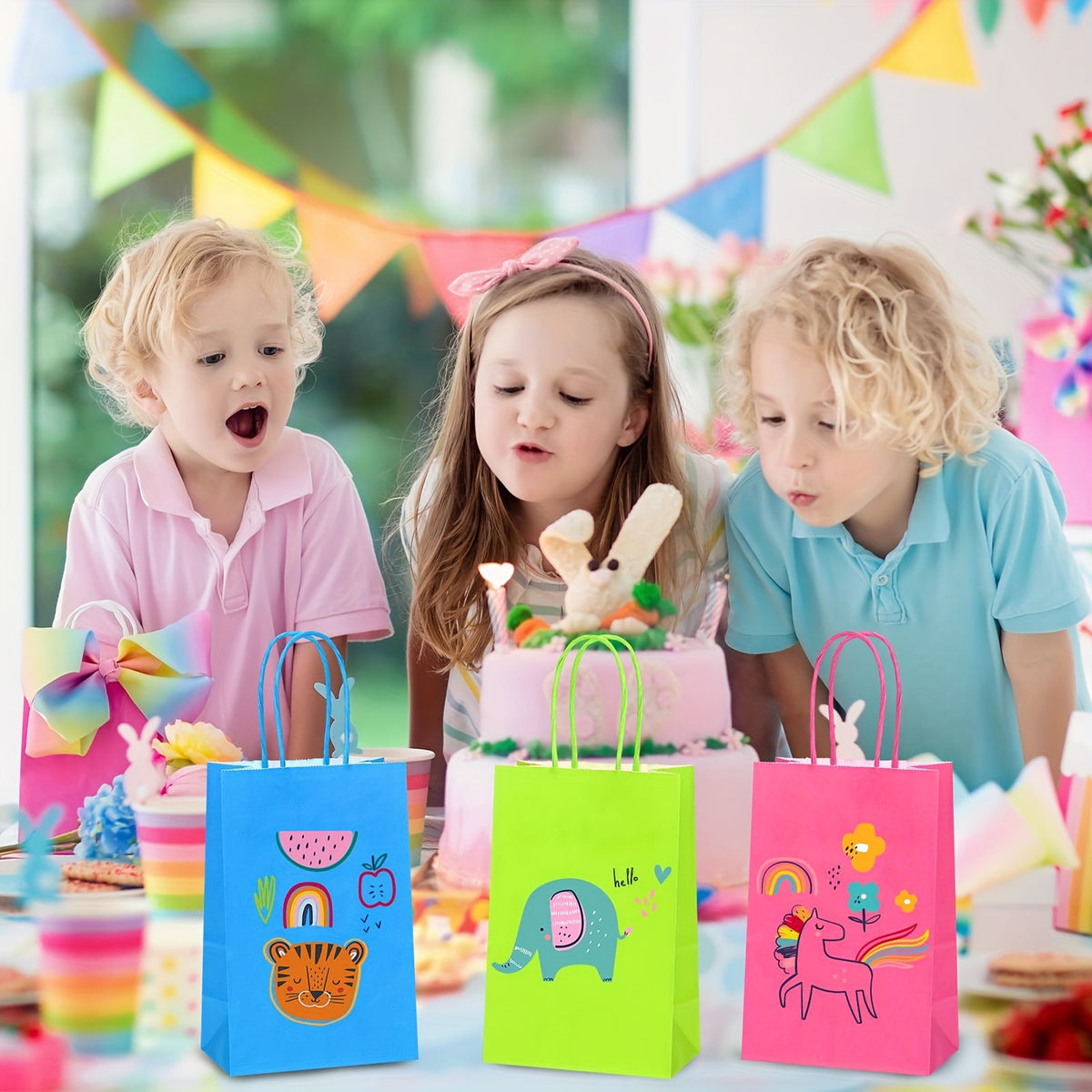 Colorful Paper Gift Bags with Handles, 20, 40 or 100-Pack Party Favor Packaging with a Medium 100-Pack Option for Birthdays, Baby Showers, Weddings and Holidays
