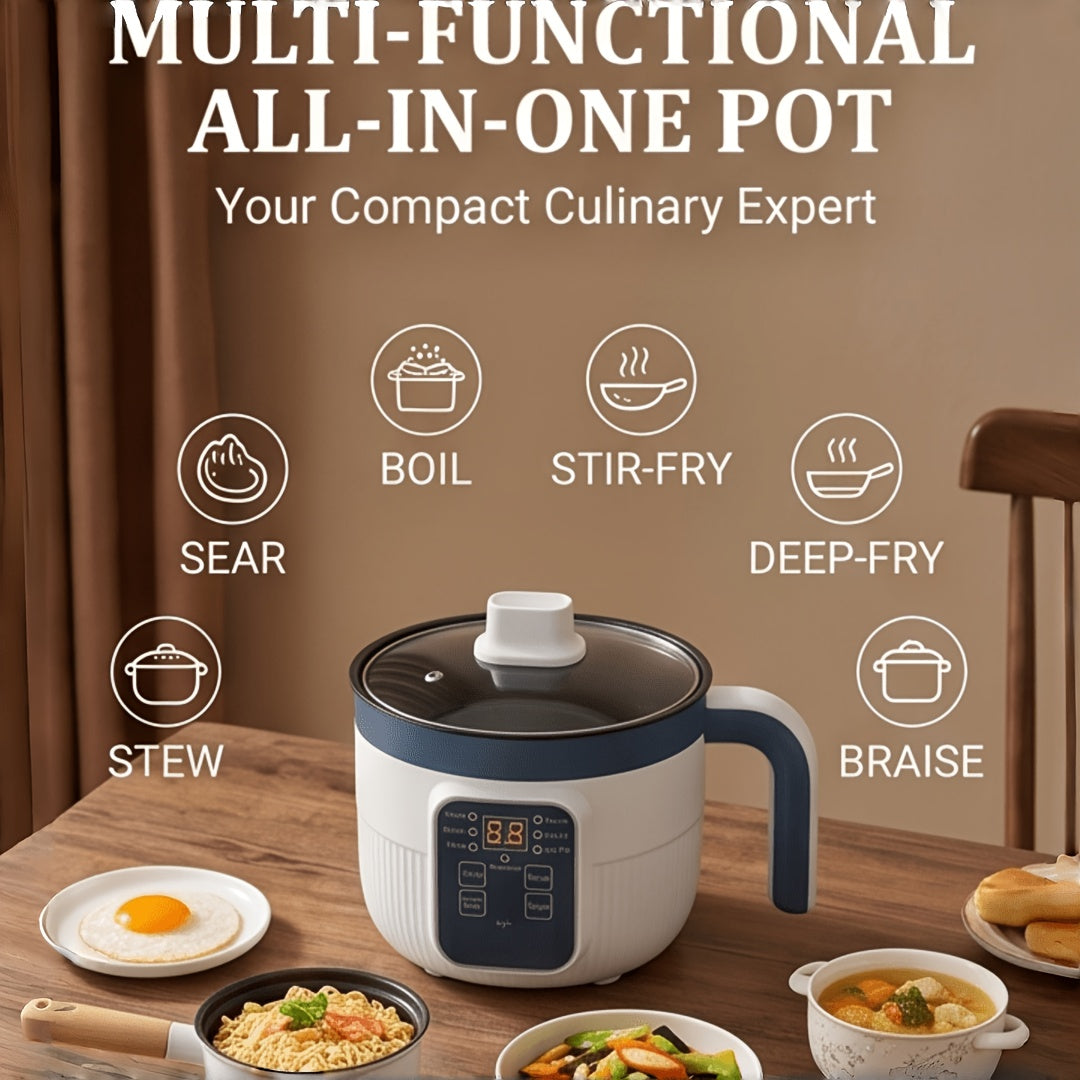 Mini Electric Cooking Pot with Listed Six Modes, White Single- or Double-Layer Options for Steaming, Rice, Soup and Pasta in Small Household Kitchens