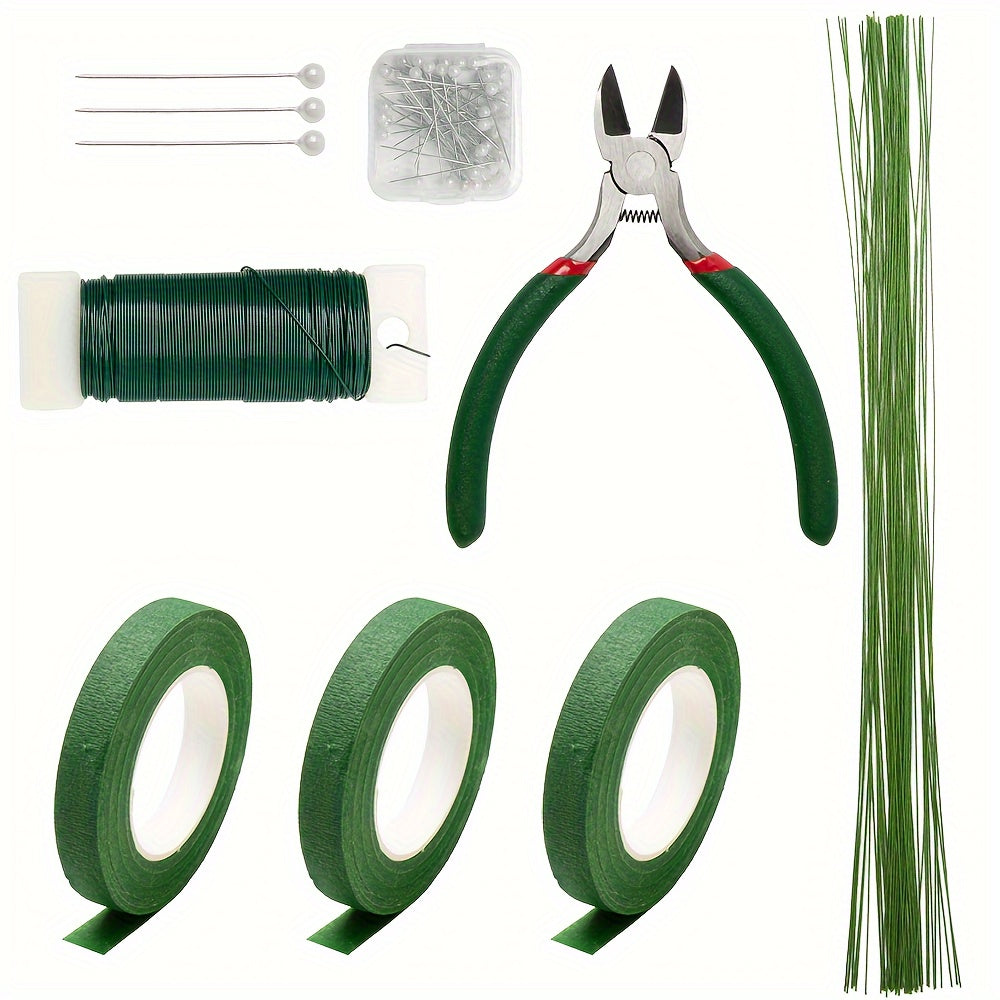 Floral Arrangement Tool Kit, Listed 105-Piece Set with Green Tape, Wire, Boutonniere Flower Pin and Wire Cutter for Adult DIY Wreath and Flower Crafts