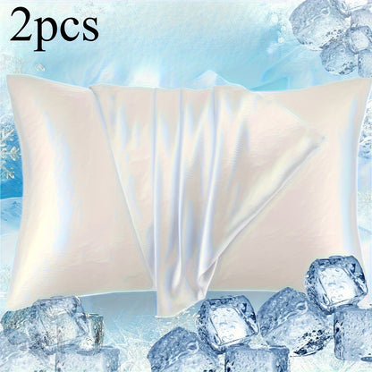 Cooling Pillowcases 2-Pack for Hot Sleepers, Machine-Washable Pillow Covers in Listed 19.69 x 25.98-Inch Standard Size with Five Bedroom Color Options