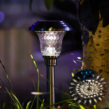 Glass Solar Pathway Lights 8-Pack with Stainless Steel Material Reference and Automatic On-Off, Brown or Black Options for Garden, Patio and Walkway Decor