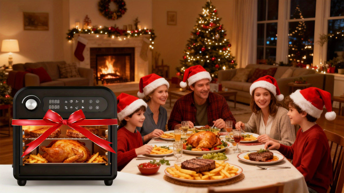 Air Fryer Toaster Oven Combo, Extra Large Capacity Convection Oven with 360° Hot Air Circulation, LED Digital Display and Precise Temperature Control, Stainless Steel, 16QT