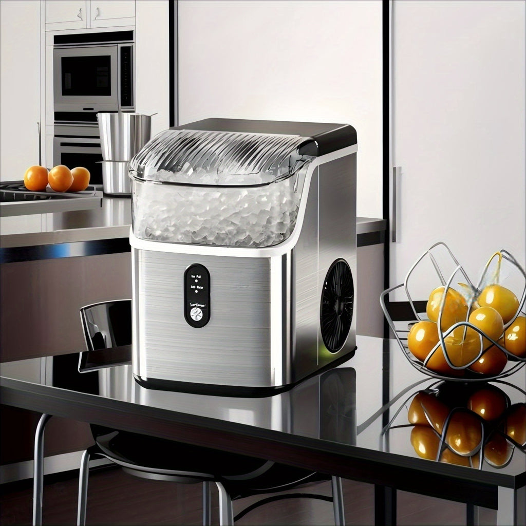 Bullet Ice Maker Countertop, 26 Lbs/24H Portable Ice Maker Machine, Self-Cleaning, Chewable Bullet Ice, One-Touch Operation, Stainless Steel Ice Maker for Kitchen, Office, and Home Bar Use