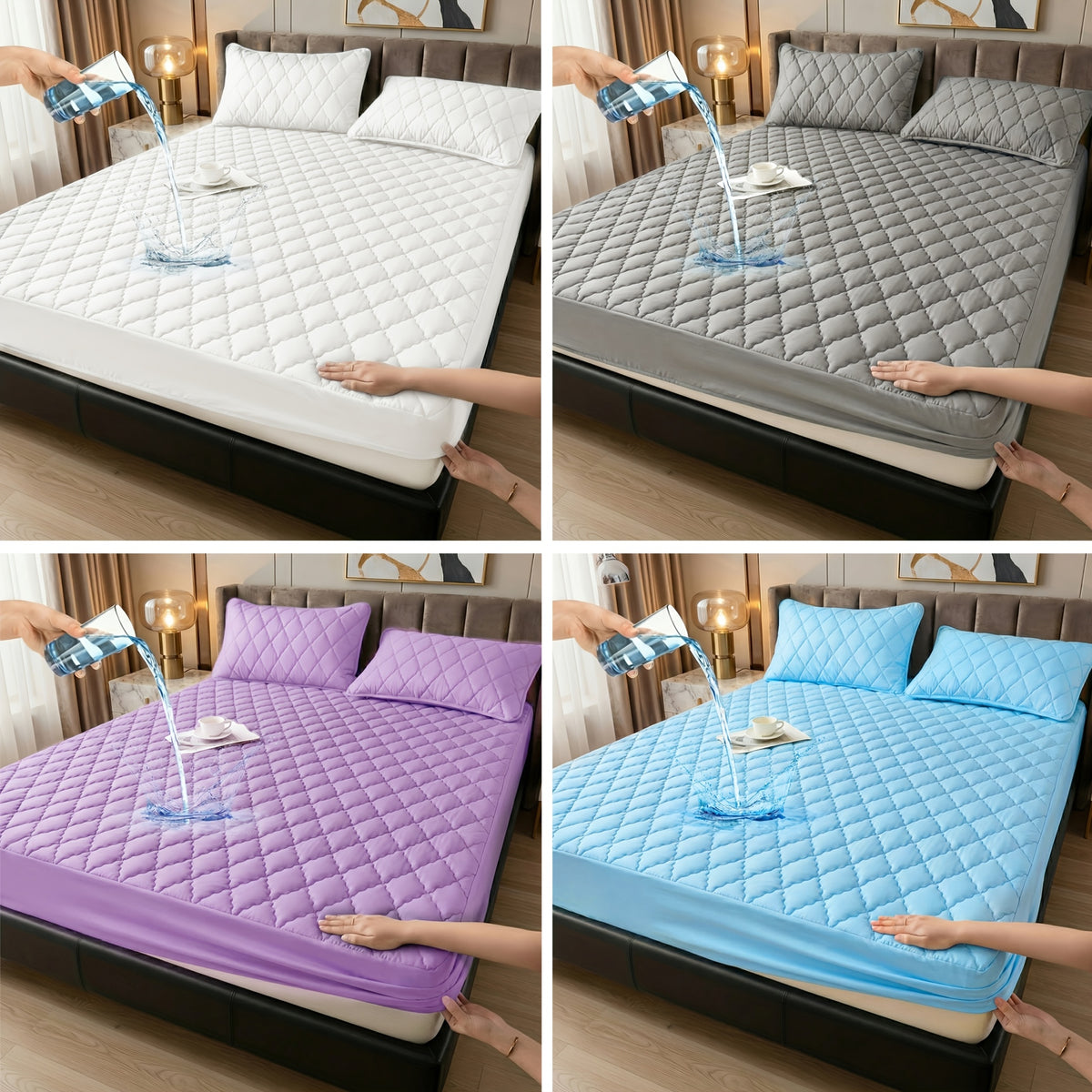 15 Inch Pocket Waterproof Mattress Protector, Single Machine-Washable Bed Cover in Twin, Full, Queen and King Options for Bedrooms, Guest Rooms and Dorms