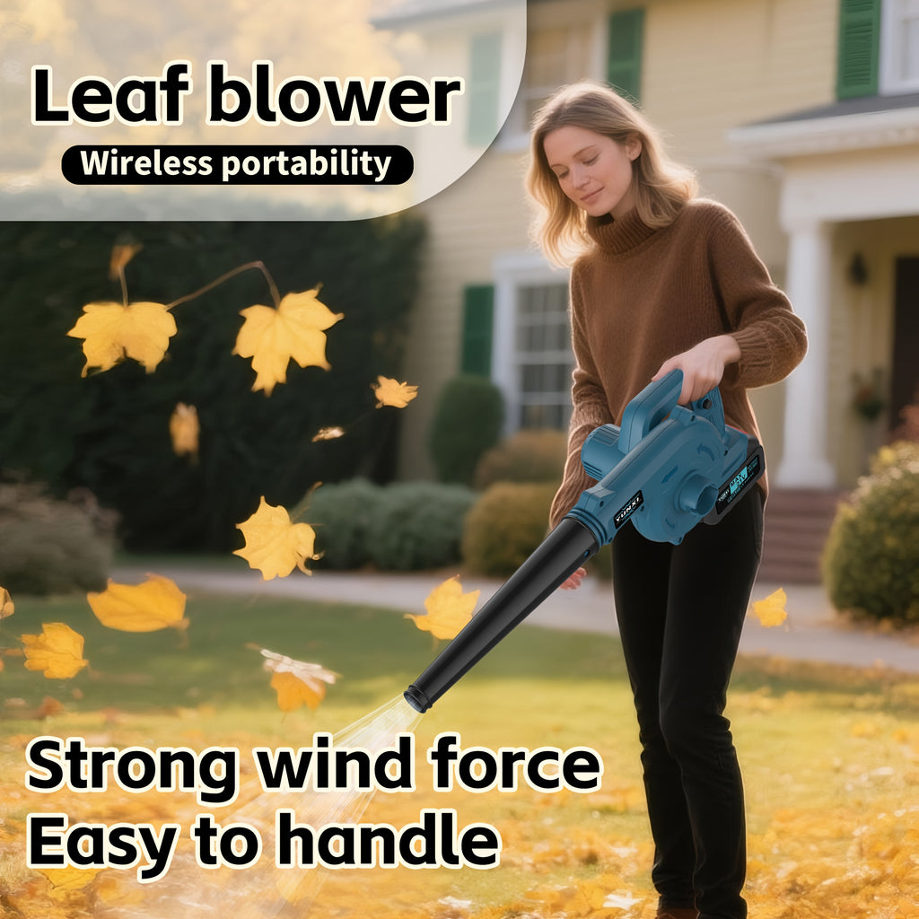Cordless Leaf Blower with Two-Battery Accessory Options, Portable Handheld Air Tool in Standard or Upgrade Battery Labels for Home Lawn and Garden Cleanup