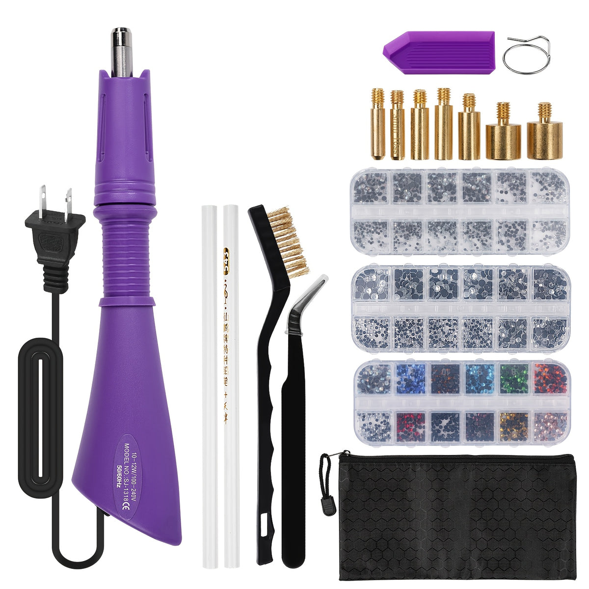 Rhinestone Hotfix Wand for Fabric Crafts, Hot Fix Applicator Tool Kit in Purple or Pink for Compatible Textile Embellishment and DIY Gift Projects