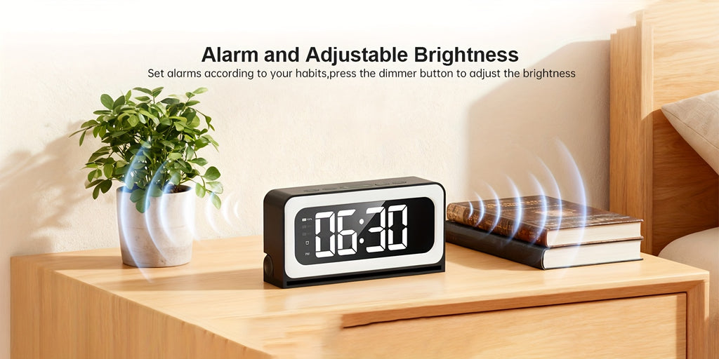 Alarm Clock Security Camera with 2K Video, Dual-Band 2.4GHz and 5GHz WiFi, Color Night Vision, Motion Detection and Two-Way Talk, Battery or USB Power