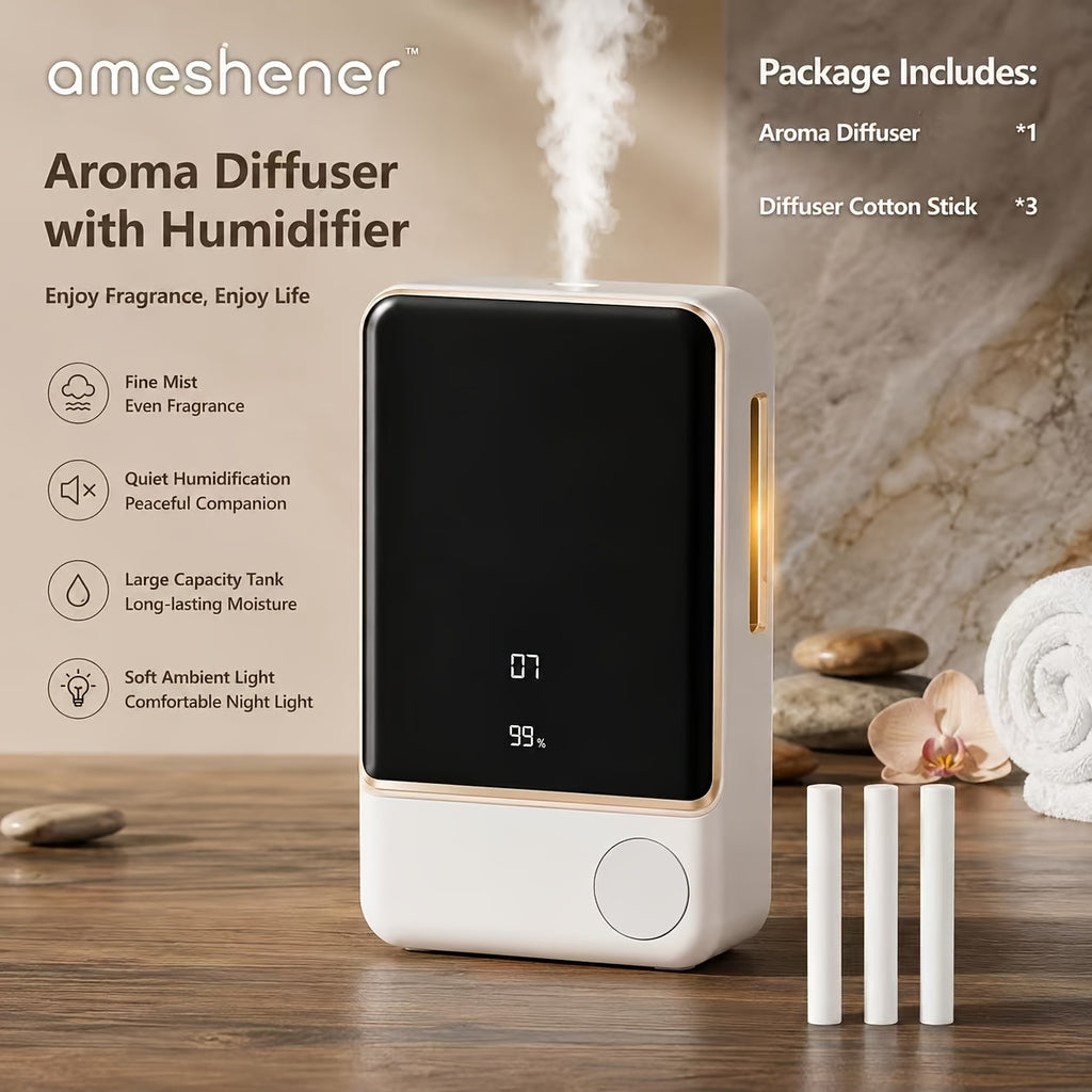 S6 Aroma Diffuser Package Options with Listed 1800mAh Battery, Seven-Speed Control and Digital Display, Essential Oil Set or Machine with Diffusion Rod Labels