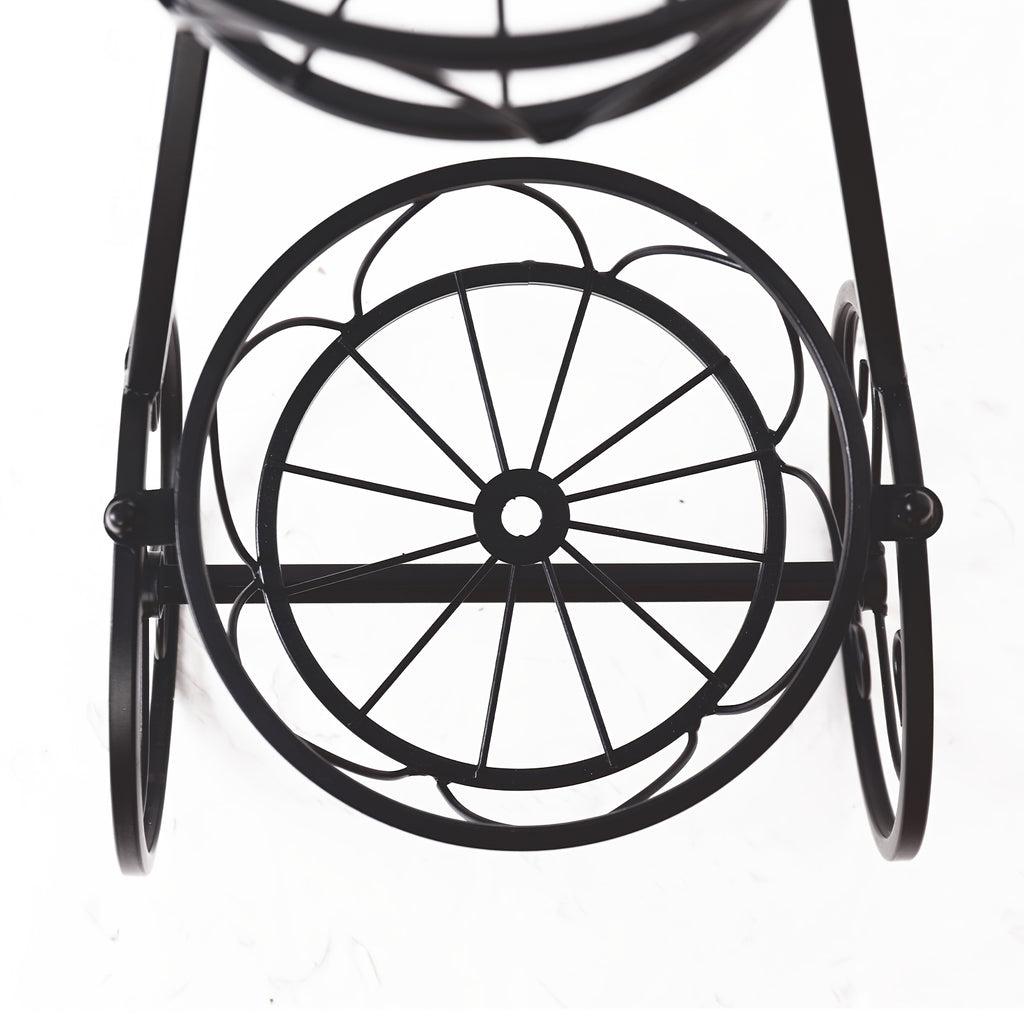Tricycle Plant Stand in Black or White with Three Iron Pot Holders, Decorative Bicycle Flower Display with Fixed Wheels for Home and Suitable Patio Spaces