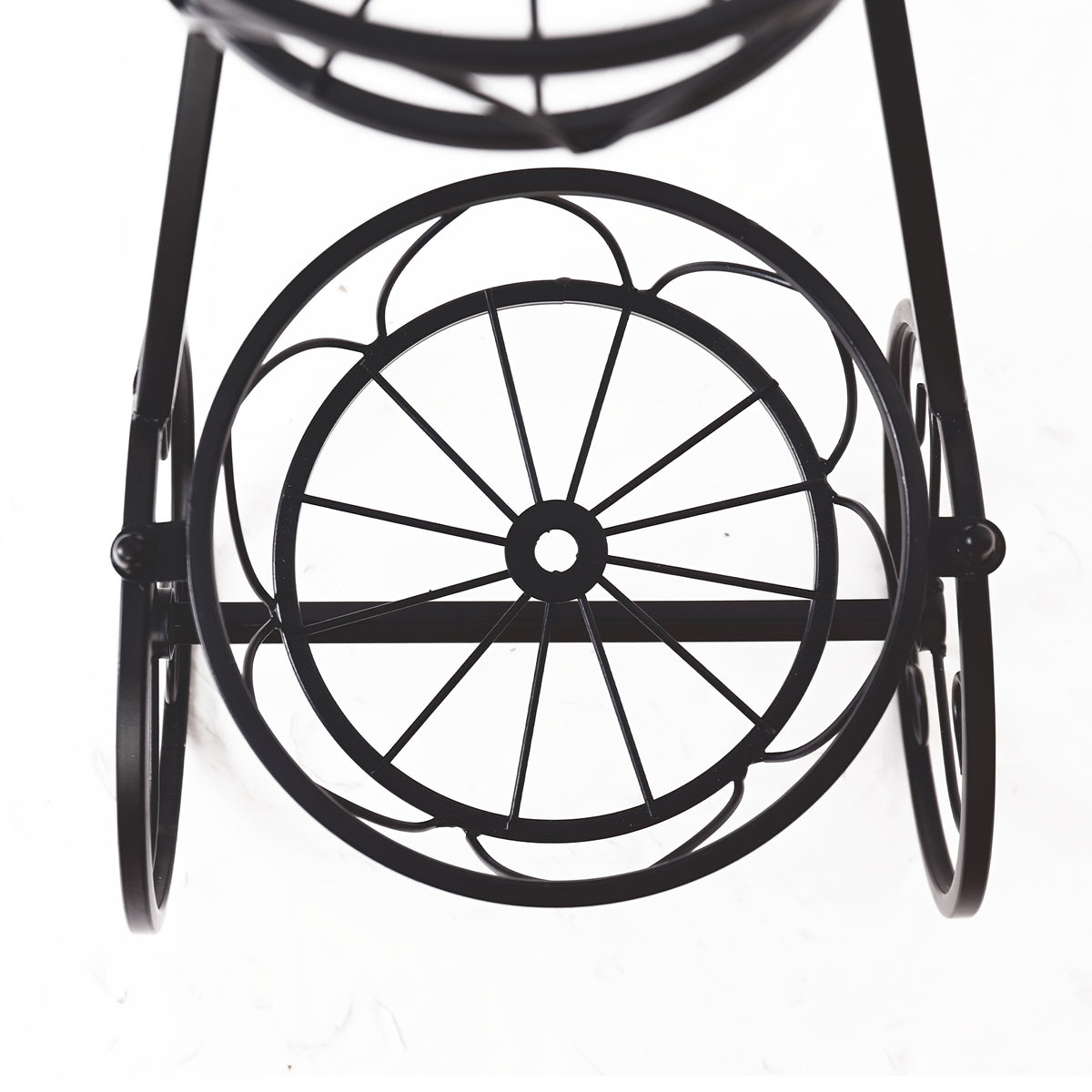 Tricycle Plant Stand in Black or White with Three Iron Pot Holders, Decorative Bicycle Flower Display with Fixed Wheels for Home and Suitable Patio Spaces
