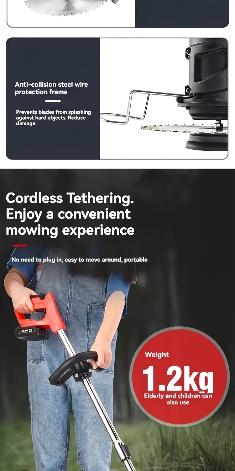 Multi Blade Cordless Grass Cutter for Home Lawn and Garden Maintenance, Listed Lithium Battery Power with Color Series Sets and an Older Green Model Option