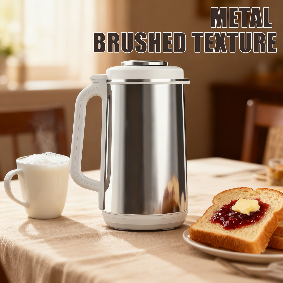 Soy Milk Maker with 1200mL Container, 800W Stainless Steel Multifunction Nut Milk, Soup and Juice Machine with Touch Controls, Auto Cleaning and 24-Hour Timer