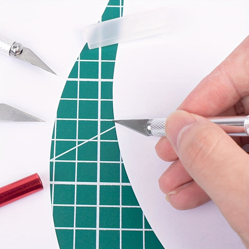 Rotary Fabric Cutter Set with Listed 45mm Blade, Five Replacement Blades, A4 Mat, Craft Knife and Acrylic Ruler in White Pink or Red for Quilting Projects