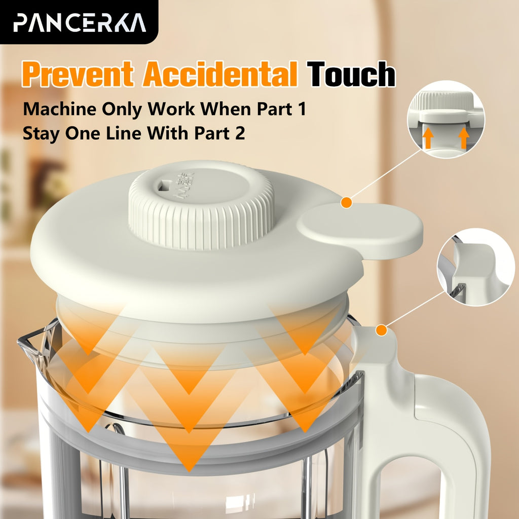 One-Touch Nut Milk Maker by PANCERKA, White A Automatic Countertop Blender for Compatible Almond, Oat, Soy and Coconut Beverage Recipes and Kitchen Preparation