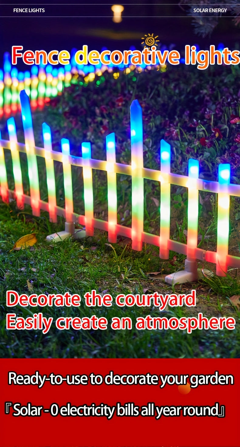 Warm Color Solar Decorative Lights, 8-Piece Pack with 110.24-Inch Size Label for Outdoor Garden, Fence, Lawn and Pathway Accents or Seasonal Holiday Displays
