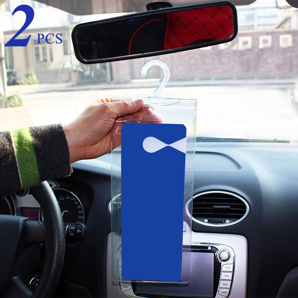 Handicap Placard Holder 2 Pack, Clear Parking Permit Protector with Large Rearview Mirror Hook, Flexible Plastic Sleeve for Car Passes and Tags