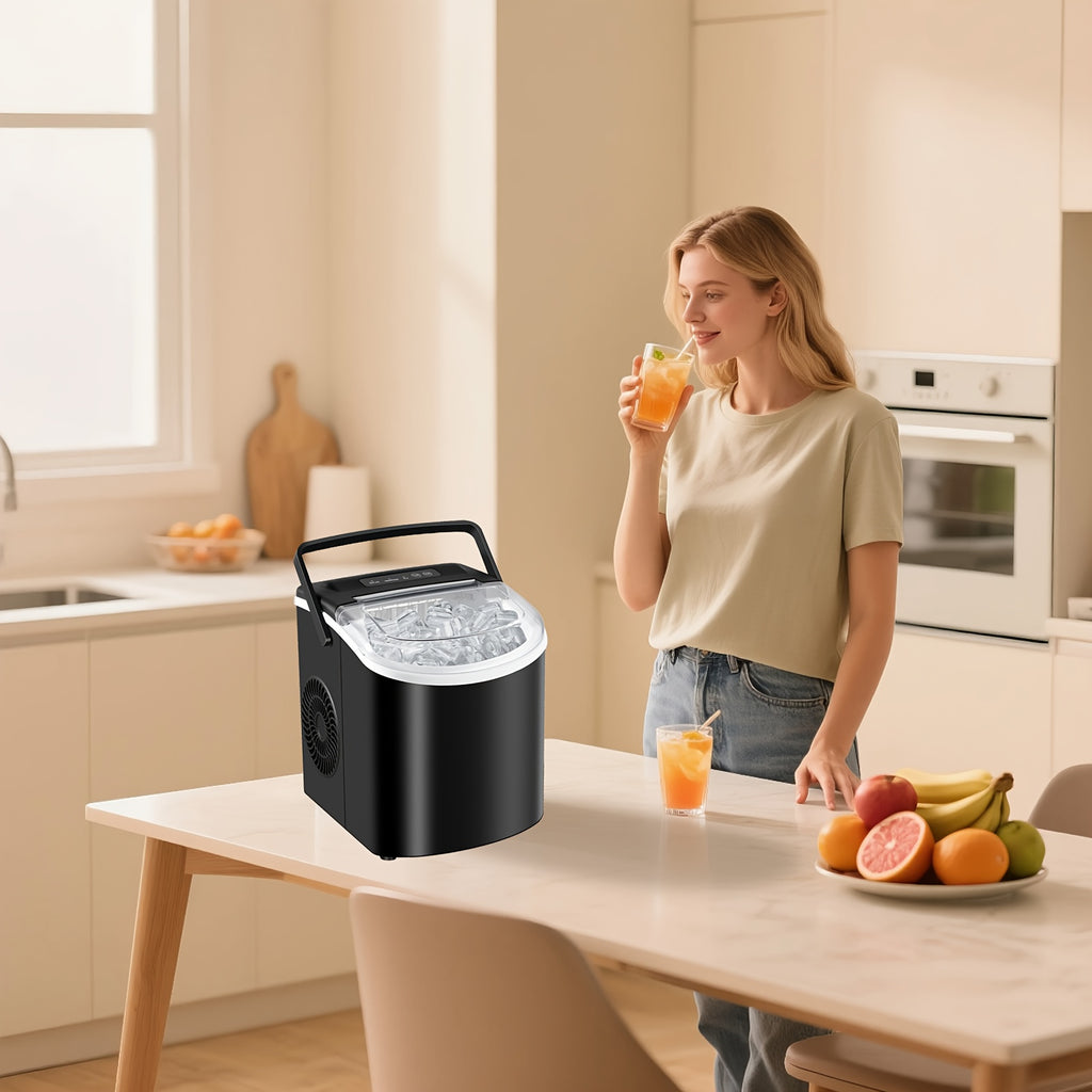 HAILANG Portable Ice Maker with Carry Handle, Two Bullet Ice Sizes, Listed 29lb Daily Output and 9 Cubes in 6 Minutes, Includes Basket and Scoop