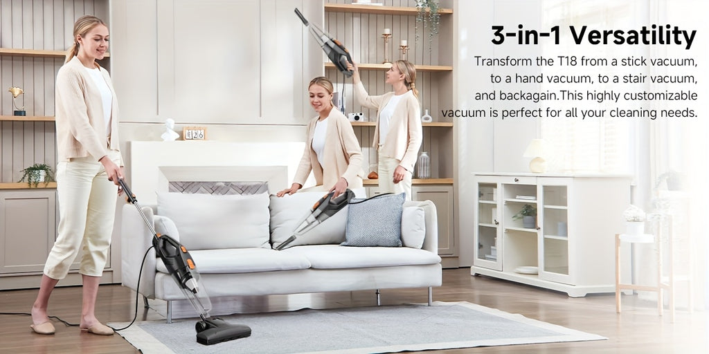 Convertible Stick Handheld Vacuum with Listed 6-in-1 Basic Design, 5.18lb Weight, Washable HEPA Filter, Dust Cup and Crevice Tool in Four Home Cleaning Color Options