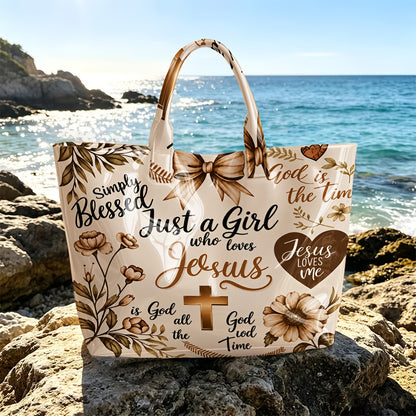 Christian Tote Bag with Floral and Cross Design, Faith-Inspired Glossy Shoulder and Top Handle Handbag for Church, Casual Outings and Everyday Carry