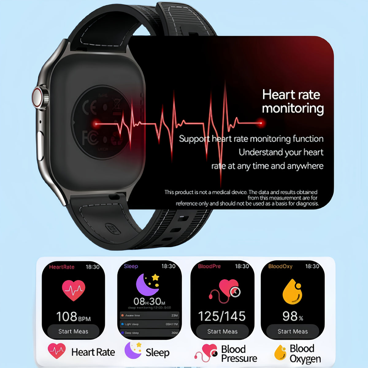 Curved OLED Calling Smartwatch with Listed 2.01-Inch Touchscreen, Voice Assistant, Mini Games and 100-Plus Sports Modes, Magnetic Charging and Four Color Choices