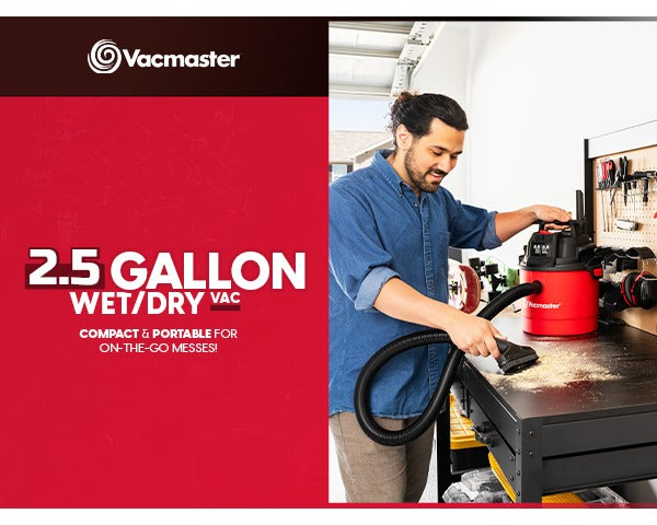 Vacmaster Wet Dry Vacuum Cleaner, 2.5 Gallon Portable Shop Vacuum with Listed 2 Peak HP, Blower Function, Wall-Mount Design and On-Board Storage for Home Cleanup