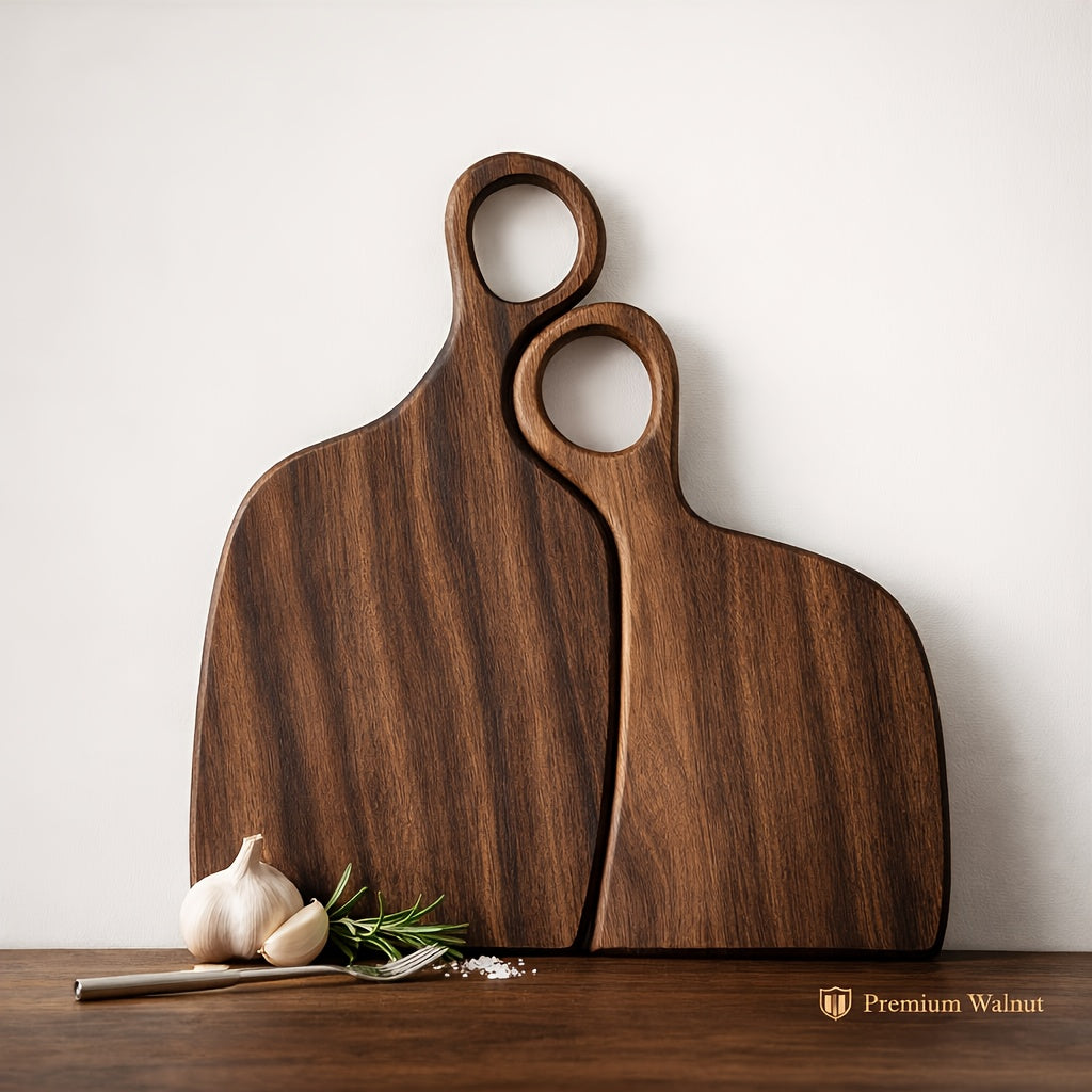 Cutting Board Duo Set with Walnut, Acacia or Bamboo Options, Reversible Chopping and Serving Board Reference for Meat, Bread and Cheese Preparation