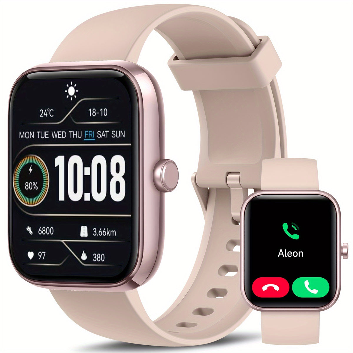 1.95 Inch Smart Watch with Alexa Built-in, Wireless Call Smartwatch with 100+ Sport Modes, Fitness Activity Tracker & Pedometer, for iPhone & Android, HD Touch Screen, Birthday & Mother's Day Gift