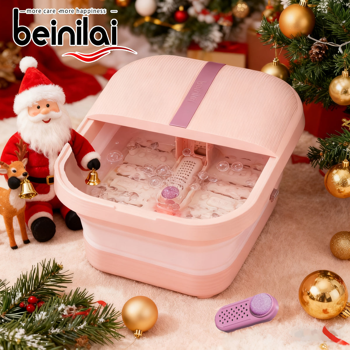 Collapsible Foot Spa with Listed Heating and Bubble Massage Features, Blue Automatic or Pink Basic Model Options for Adult Home Foot Care and Gift Planning