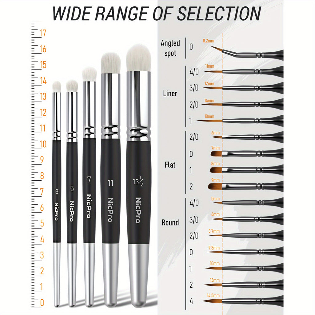 Miniature Paint Brush Set by Nicpro, 21-Piece Detail Painting and Drybrush Kit with Container for Acrylic, Watercolor, Models and Paint by Number