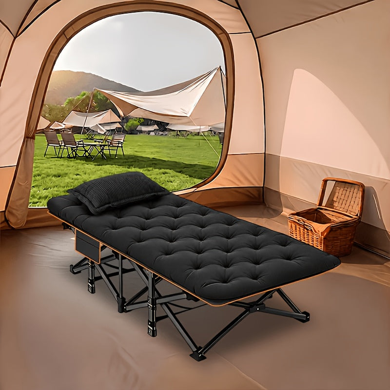 Portable Folding Camping Bed for Adult Guest Rest and Outdoor Trips, Black or Grey Model Labels with Listed 500, 600 or 700 lb Ratings and No Mattress Option