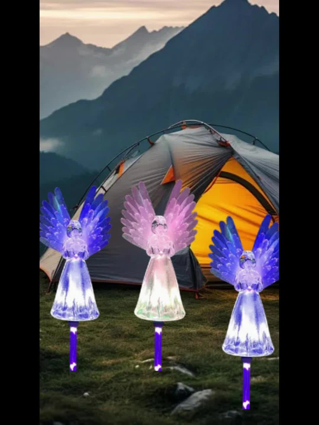 Solar Angel Garden Lights in Listed Two- or Four-Piece Options, Outdoor Decorative Lighting for Yard and Patio Displays, Housewarming and Seasonal Gift Ideas