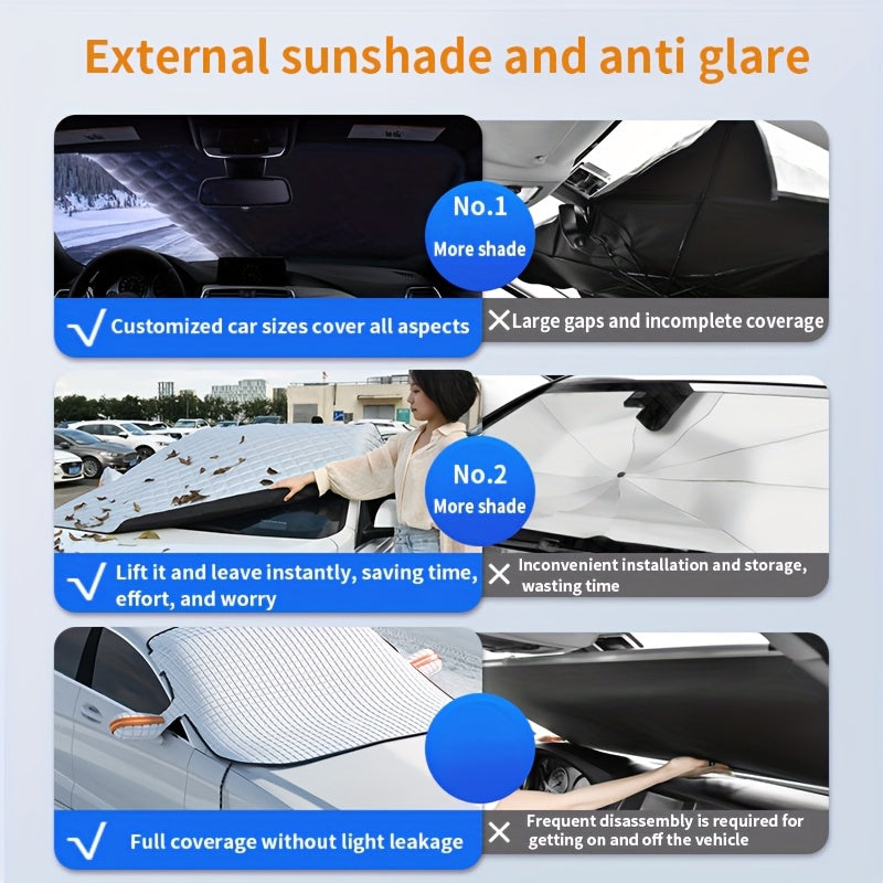 Magnetic Windshield Snow Cover for Parked Cars, Front Window Sunshade and Snow Cover with All-Season Style for Seasonal Outdoor Parking