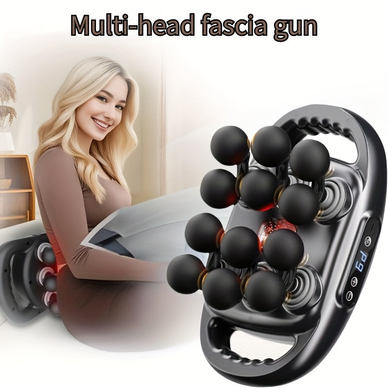 Multi-Node Massage Gun with Nine Intensity Levels and Nine Modes, Cordless Percussion Design in D-16 White, A-12 Gray or C-22 Gray Model Options