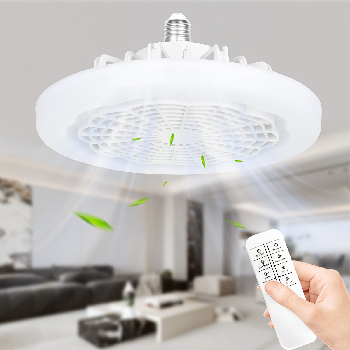 E26 Socket Ceiling Fan Light with Remote Brightness and Fan Speed Adjustment, LED Lighting and Air Circulation for Bedrooms and Living Rooms