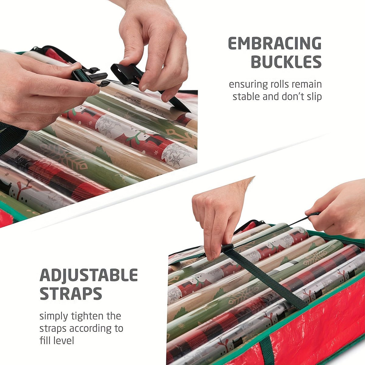 Under-Bed Wrapping Paper Organizer Bag with Multi-Compartment Storage Wording, Four Color Options for Gift Wrap, Ribbons and Seasonal Holiday Supplies