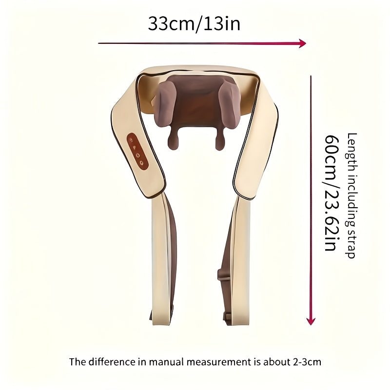 Six-Node Kneading Neck Massager with Listed Heating and Wireless Shiatsu Design, Beige or White Personal Massage Device for Instruction-Guided Comfort Routines