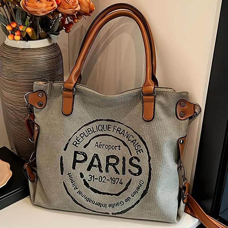 Tote Crossbody Shoulder Bag with Adjustable Strap, Brown with Black or Gray with Black Options for Everyday Errands, Commuting and Casual Outfit Styling