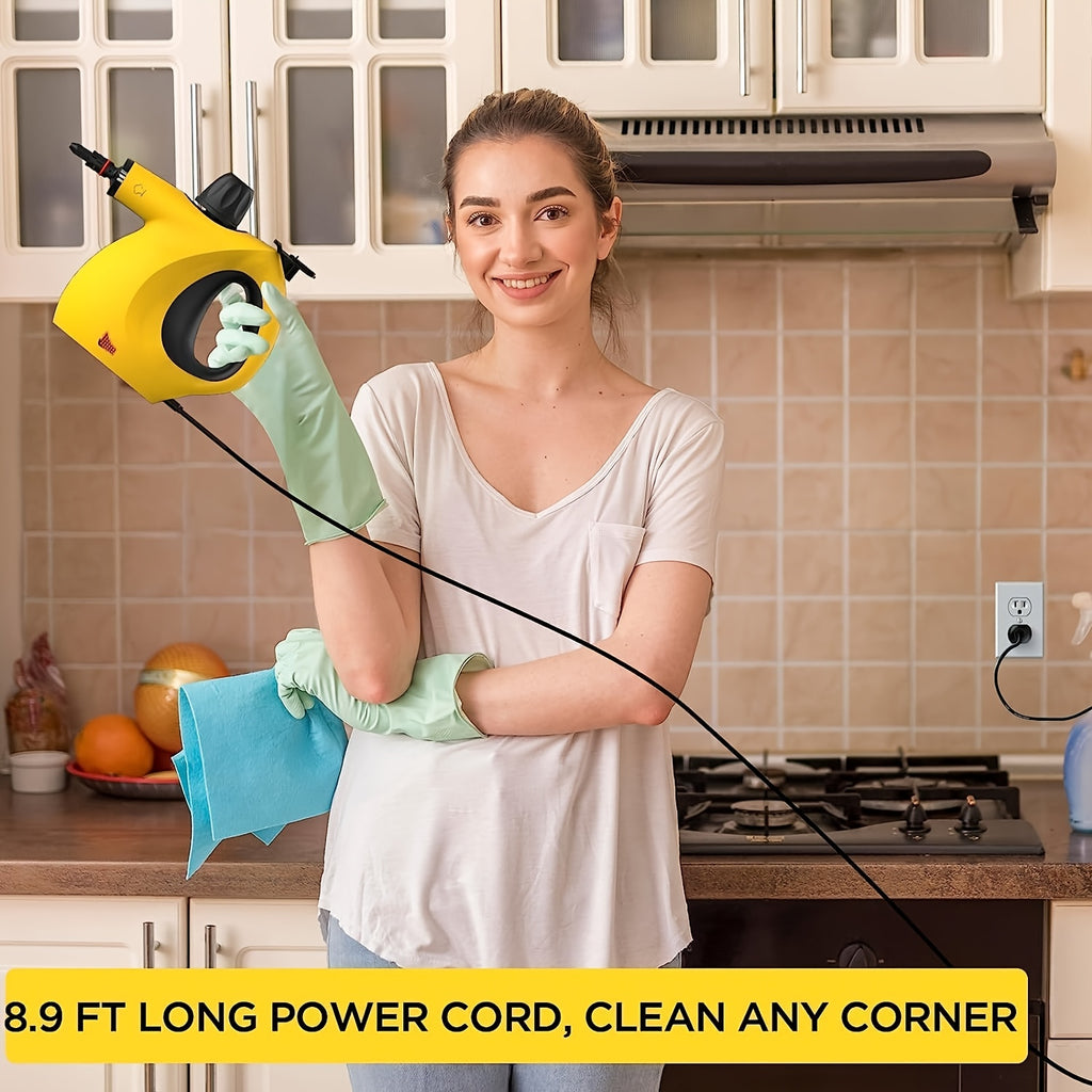 High Pressure Steam Cleaner HK004 in White, 1050W Handheld Cleaning Tool with 12 Accessories for Compatible Kitchen Surfaces, Bathroom Tile and Windows