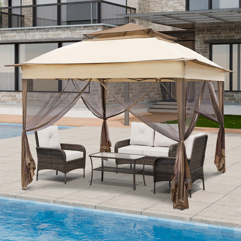 Pop Up Gazebo Tent with Listed Mosquito Netting and Lightweight Frame, Portable Netted Outdoor Canopy for Camping, Backyard Picnics and Poolside Gatherings