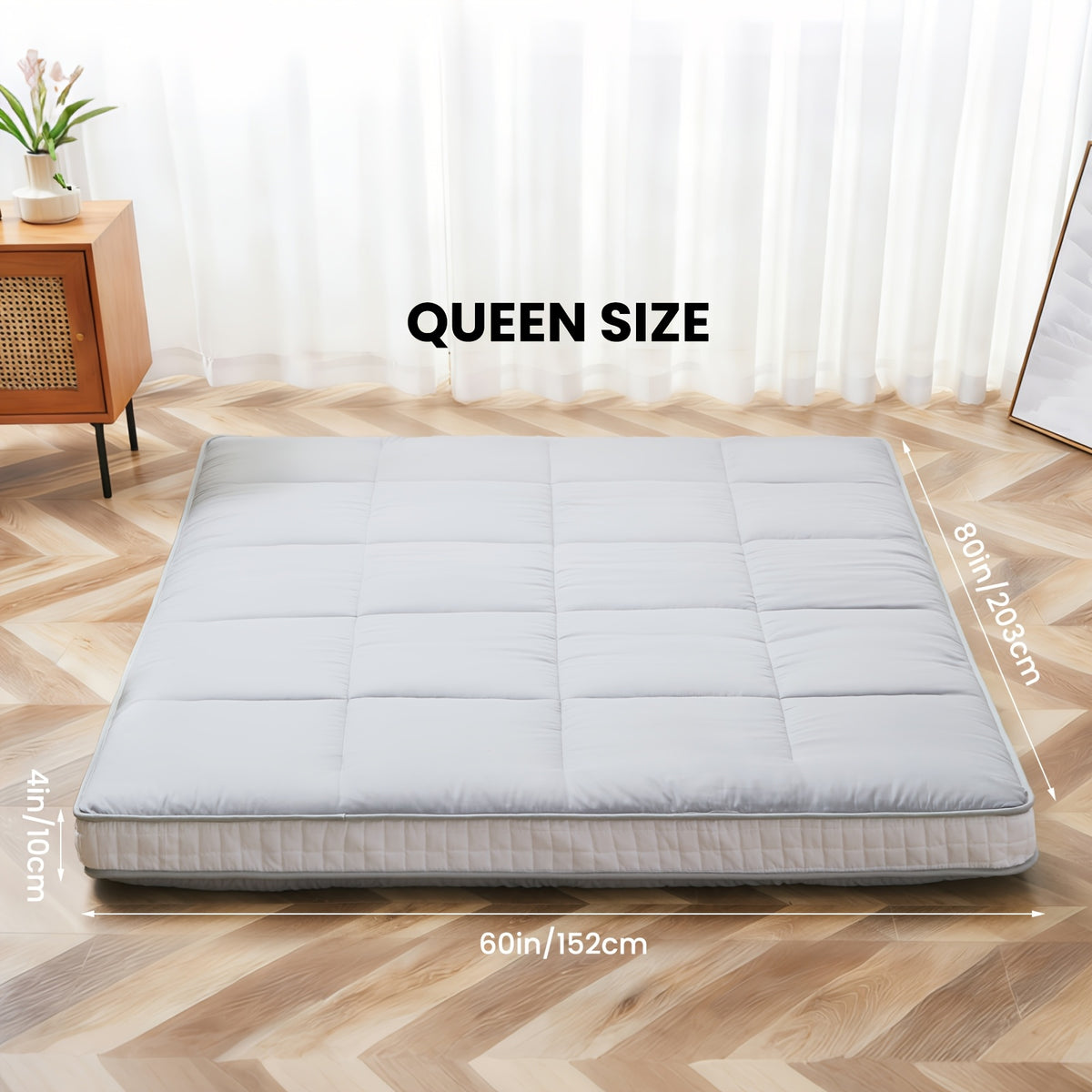 Japanese-Style Floor Mattress by LILYPELLE with Foldable Roll-Up Design, Black or Grey in Twin, Full and Queen Options for Guest Bedding and Floor Lounging